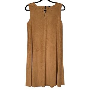 Skye's The Limit Studded Faux Suede Boho Western Earthy Shift Dress Size S NWT